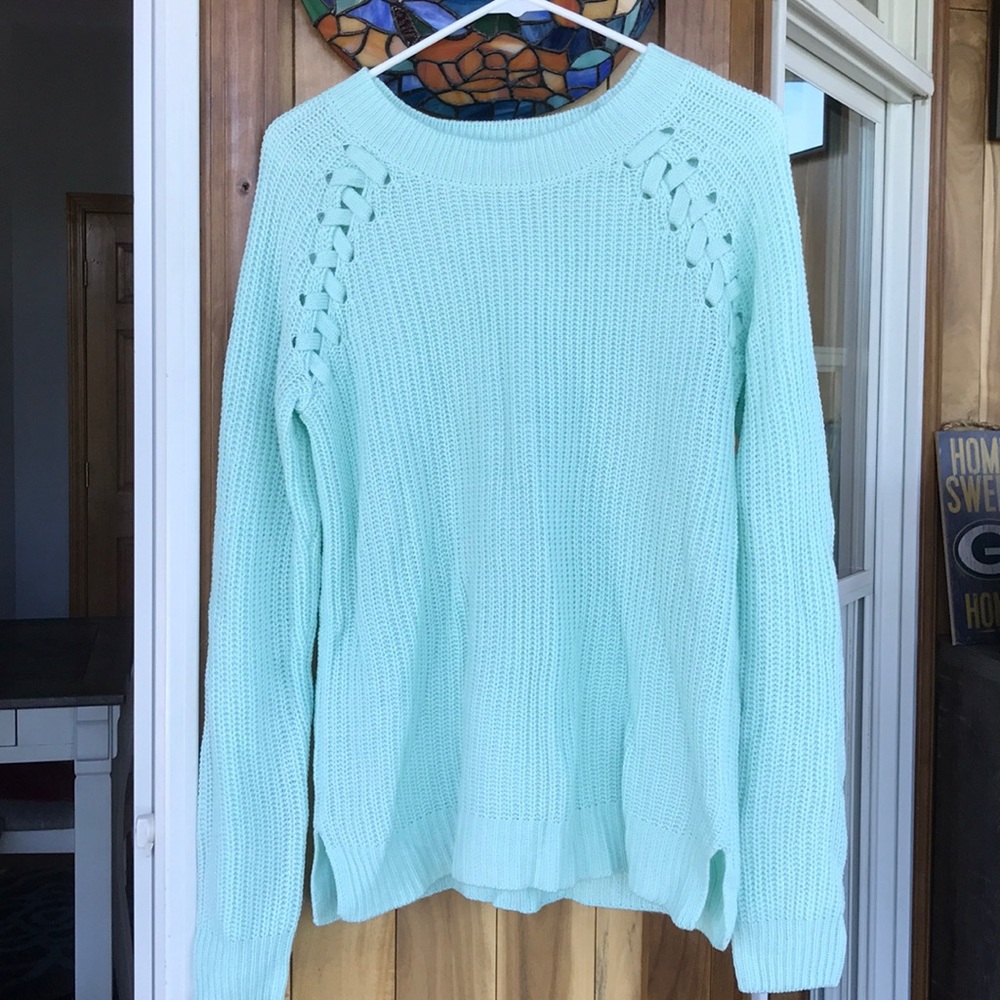 mint green sweater